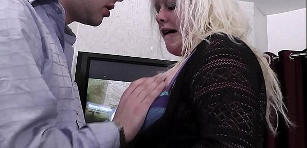  Blonde big tits at work spreads legs for boss